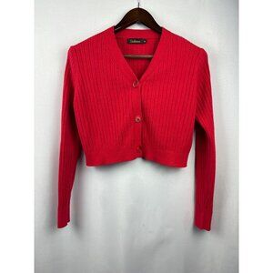 Women’s Satuun Medium Bright Red Cropped Cardigan